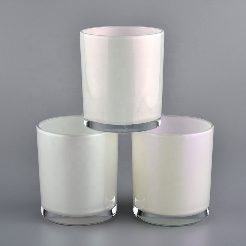 Classical Decorative Inside White Glass Candle Jar 8oz 10oz