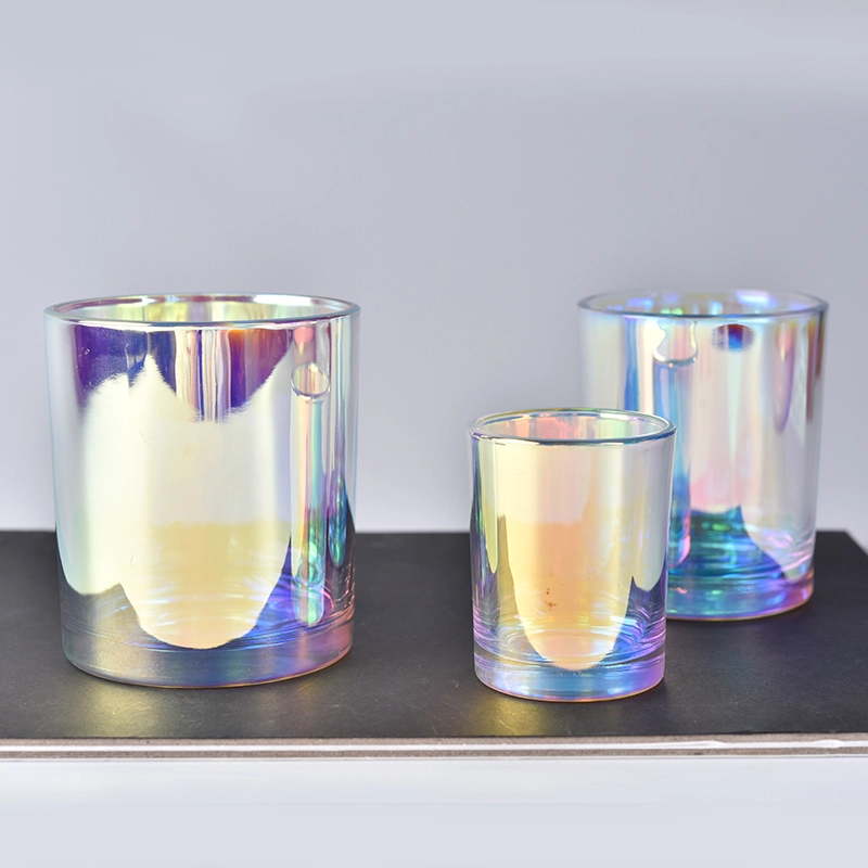 Luxury iridescent glass candle jar