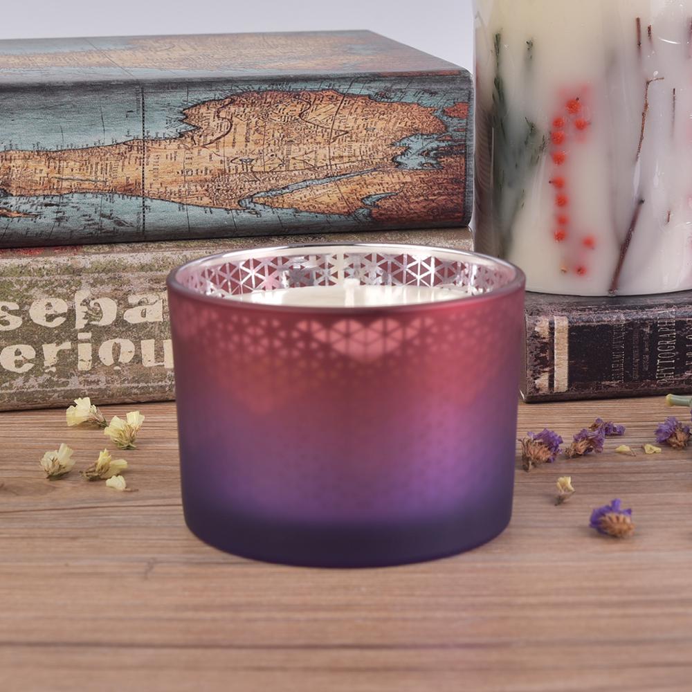 Luxury Gradient Color Glass Candle Jar With Lid