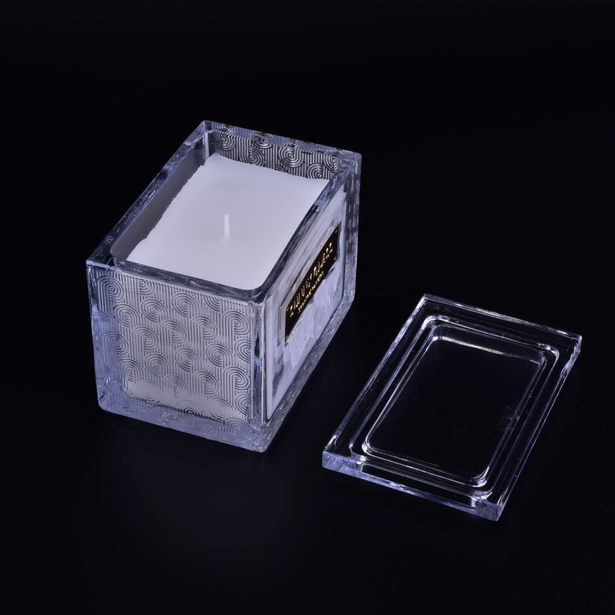 Rectangle Glass Candle Jar With Lid