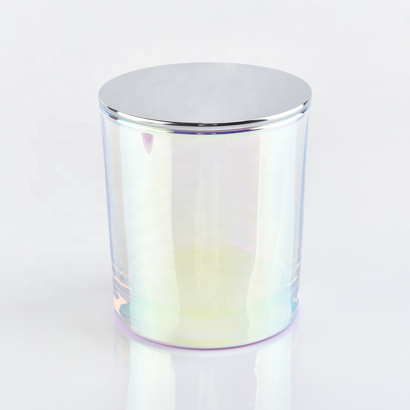 Home wedding party 6oz Iridescent glass candle jar holder with lid