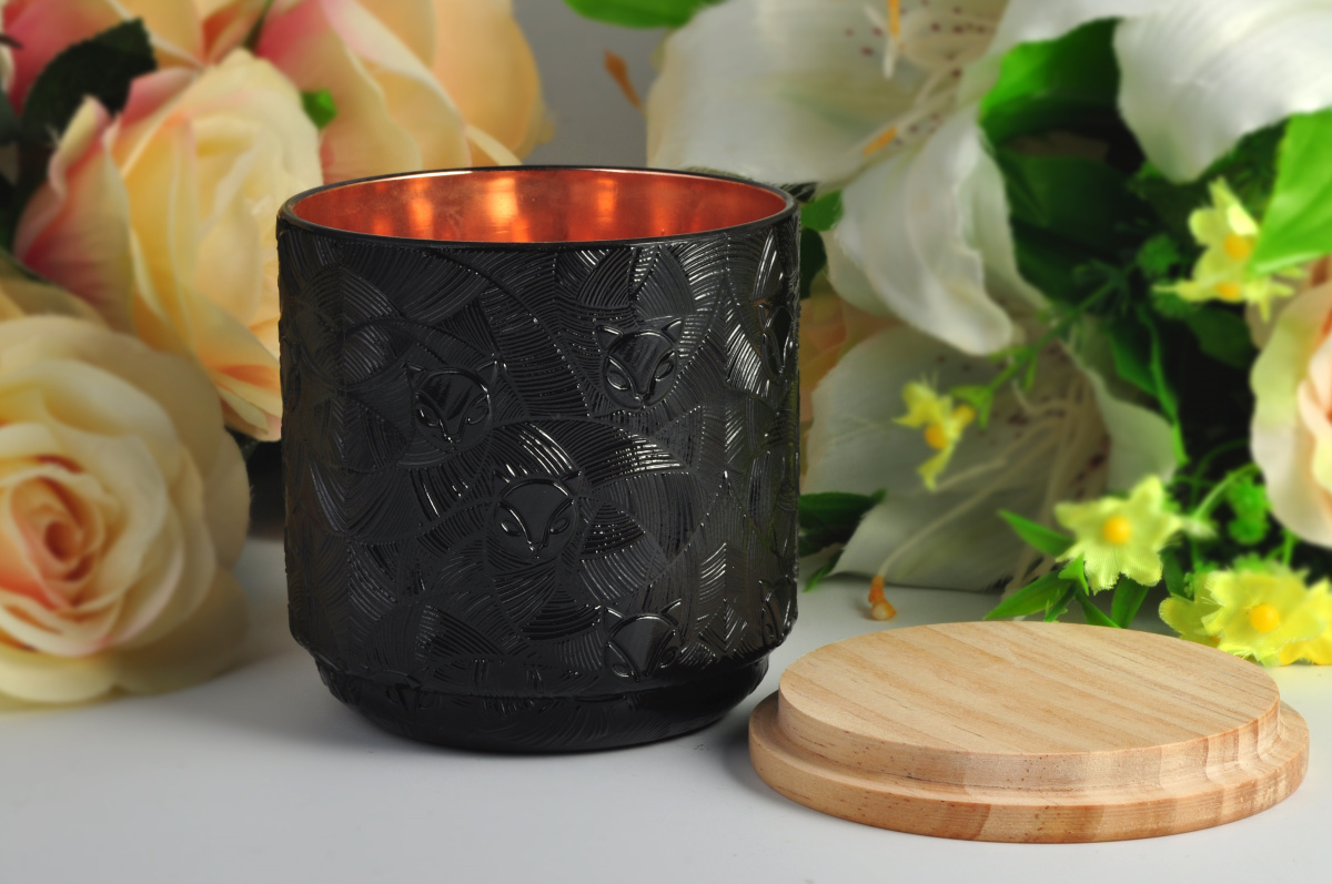 Black glass candle jars wholesale