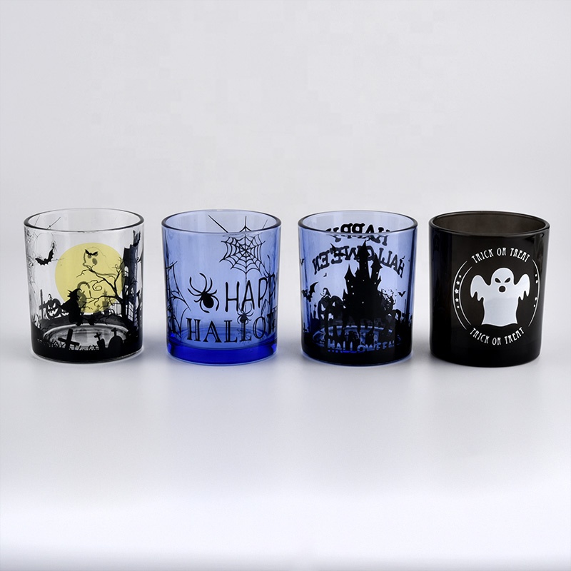 300ml Manufacturer halloween empty custom glass candle jars home decorations