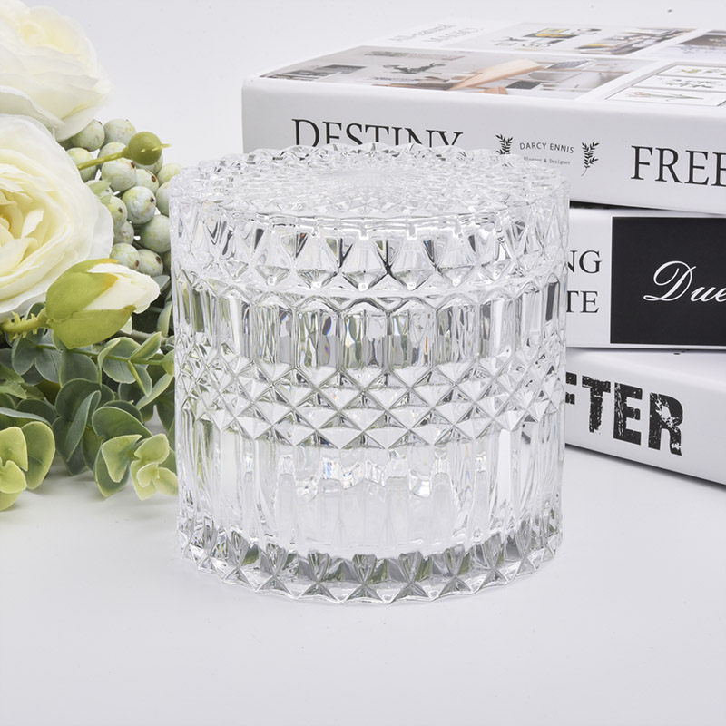 GEO Cut Glass Candle Jar With Lids