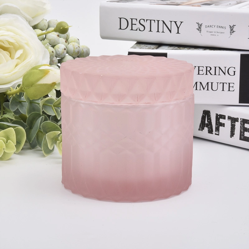 6oz GEO Cut Glass Candle Jar With Lids Wholesale