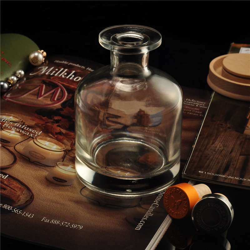 100ml luxury round decorative frosted clear glass reed diffuser bottle