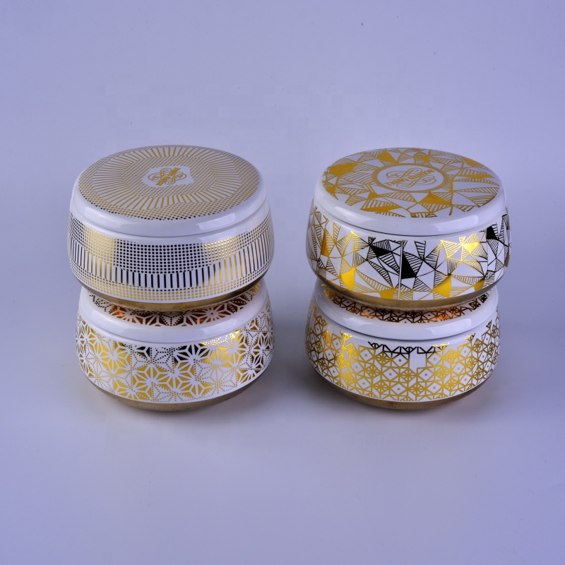 6oz 8oz 10oz Modern foiling scented candle ceramic tin with lid