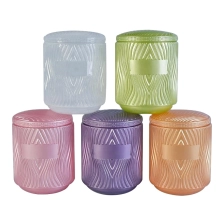 China custom frosted GEO glass empty candle jar with lid for candle making manufacturer