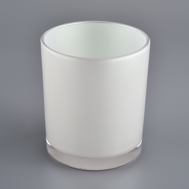 glossy white glass candle jar for making