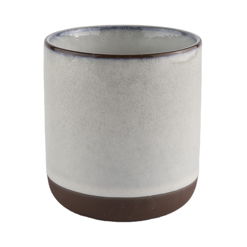 Matte White And Red Ceramic Jar for Candle making wholesale
