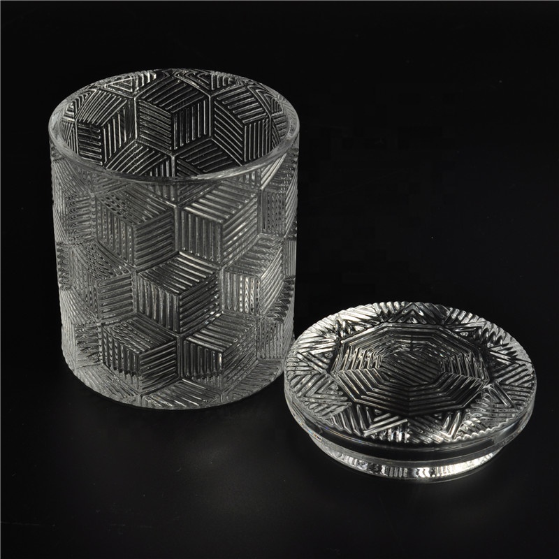 Hot sales luxury empty geo crystal candle glass jars with lid