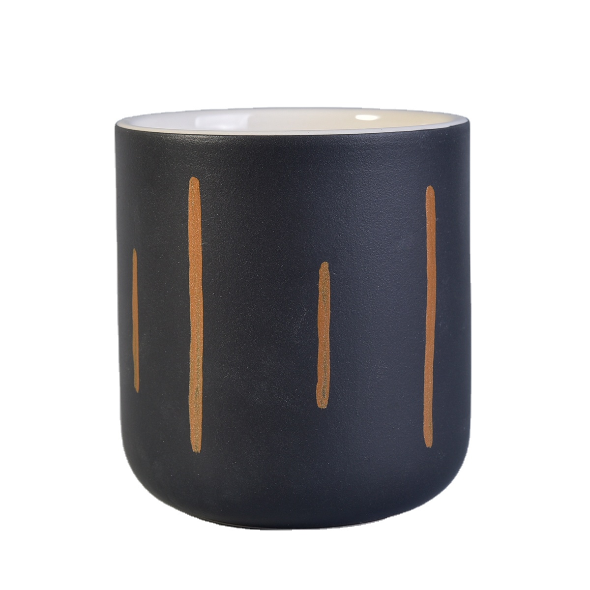 Supplier black empty cylinder ceramic candle holder jars 8oz