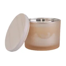 China Sunny new design matte custom glass candle holder with wood lid manufacturer