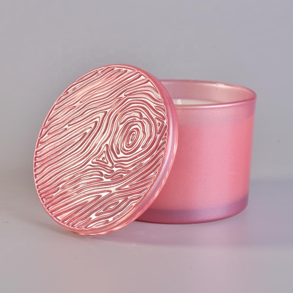 10oz 20oz Wholesales luxury pink candle glass vessel with lid