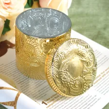 China Sunny hot sales gold custom glass candle holder with glass lid manufacturer