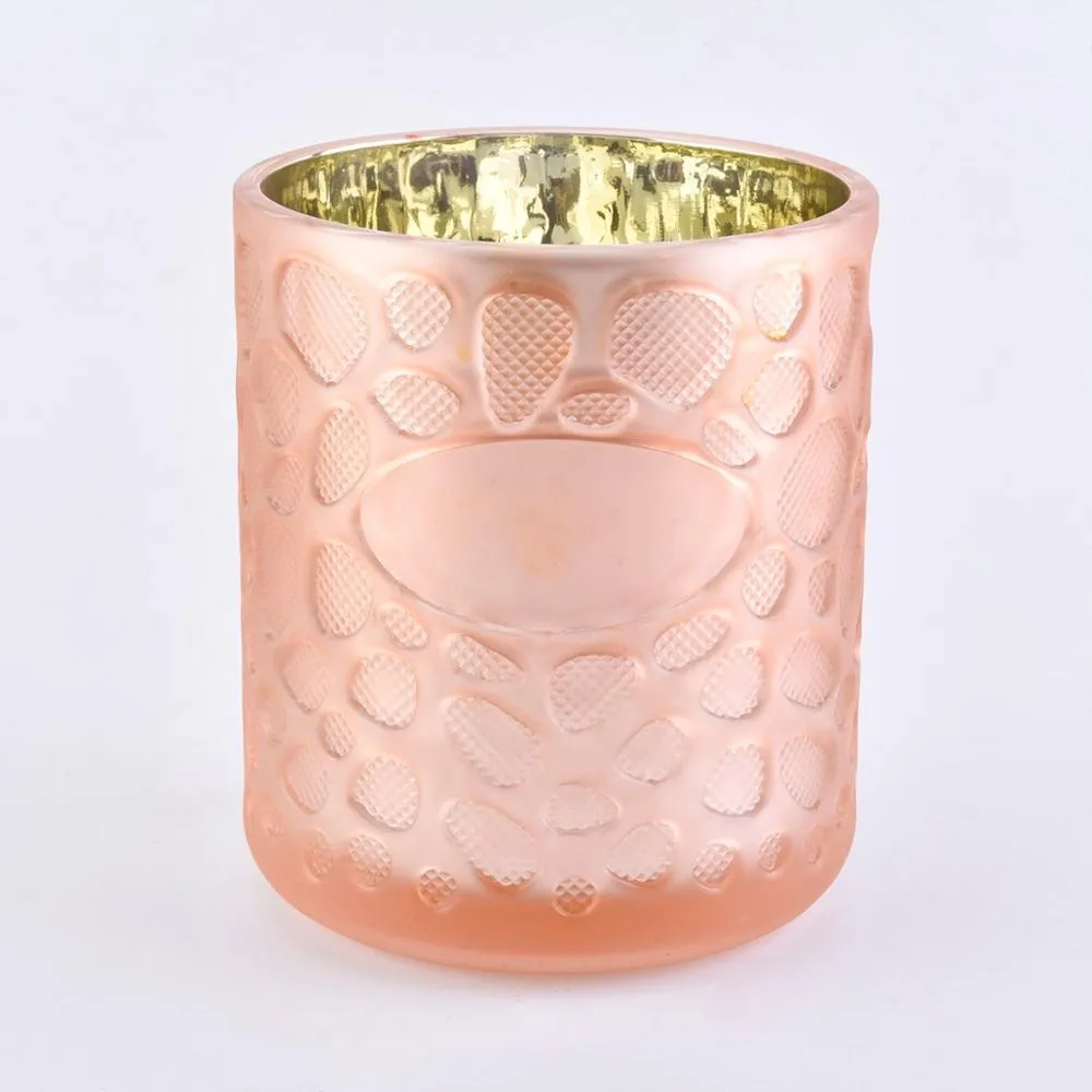 China Sunny award-winning design luxury frosted electroplated decorative glass candle jar manufacturer