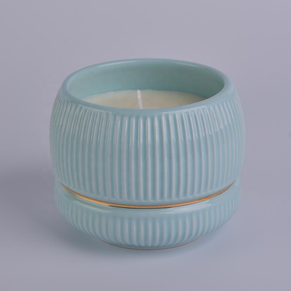 Sunny new design empty round recycled ceramic candle holders