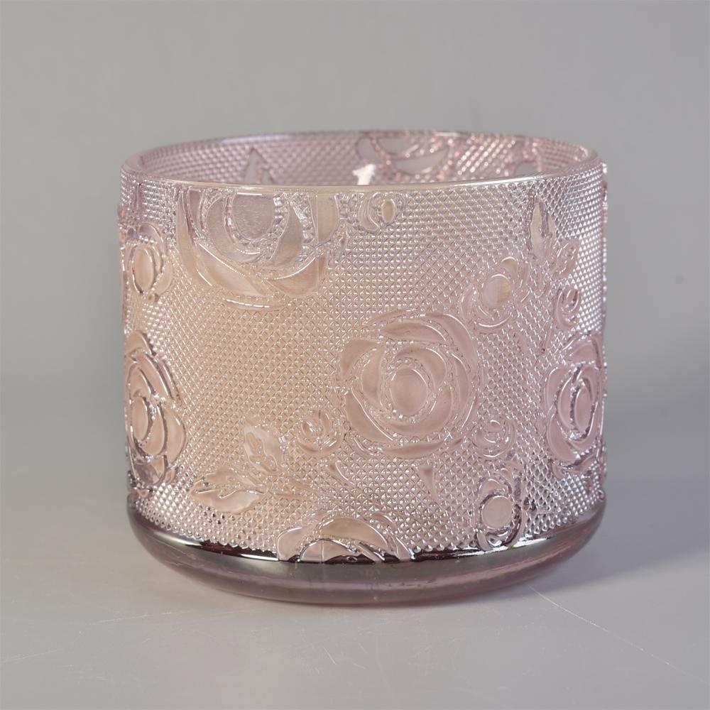 Custom luxury color engraved candle glass holder 10oz 16oz 20oz