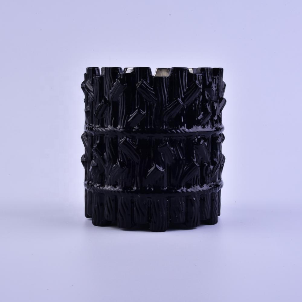 Luxury black tree design glass candle jar bulk 8oz 10oz 12oz