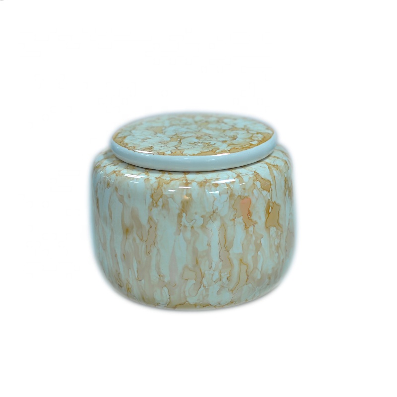 Wholesales iridescent bulk tealight ceramic candle holders with lid