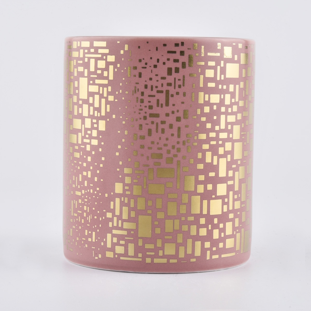 Bulk luxury print pink ceramic jar candle vessel