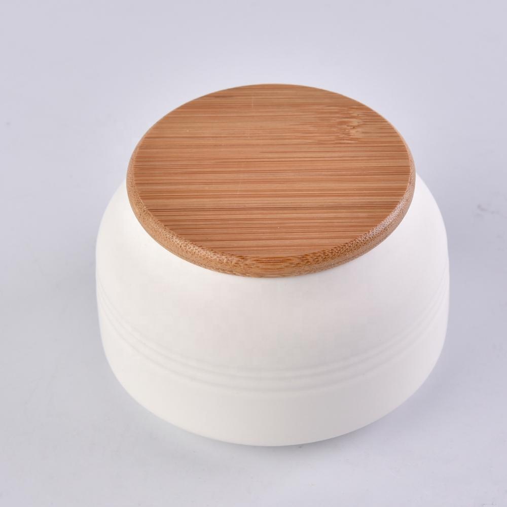 8oz matte white ceramic candle holder with lid