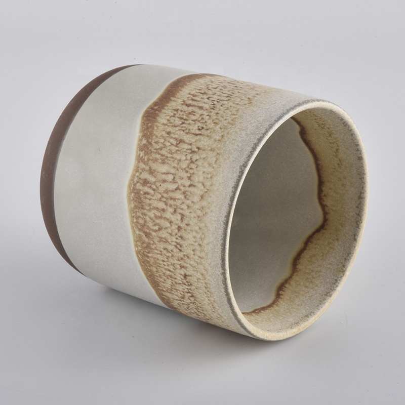 Home decoration custom glaze cylinder ceramic candle holders