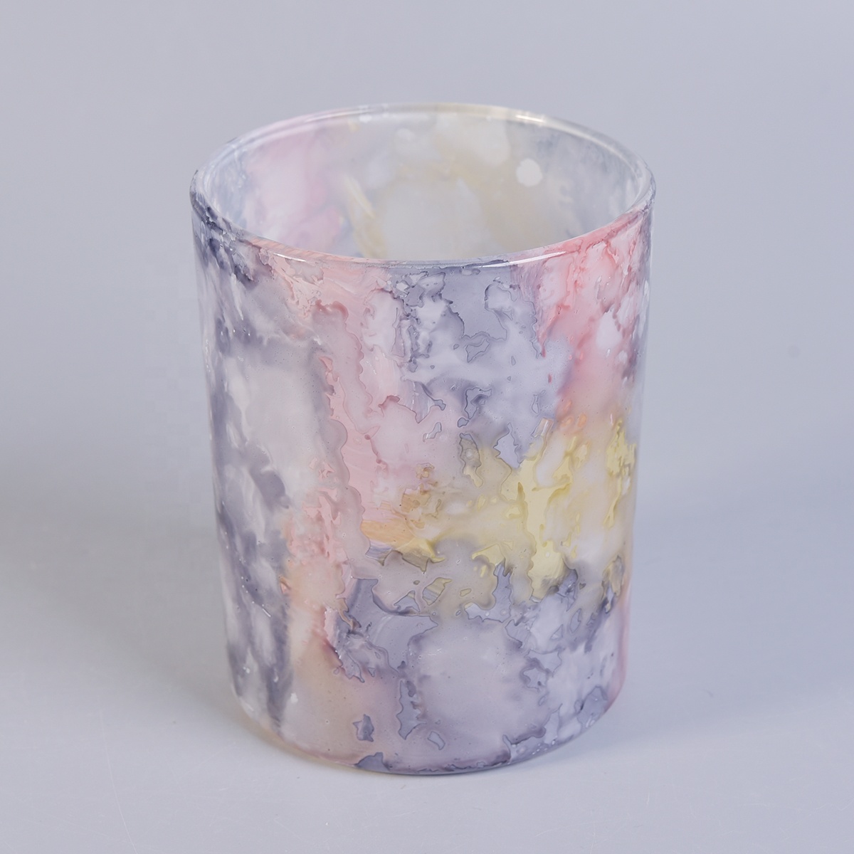 Wholesales empty custom iridescent cylinder ceramic candle holder 8oz 10oz 11oz