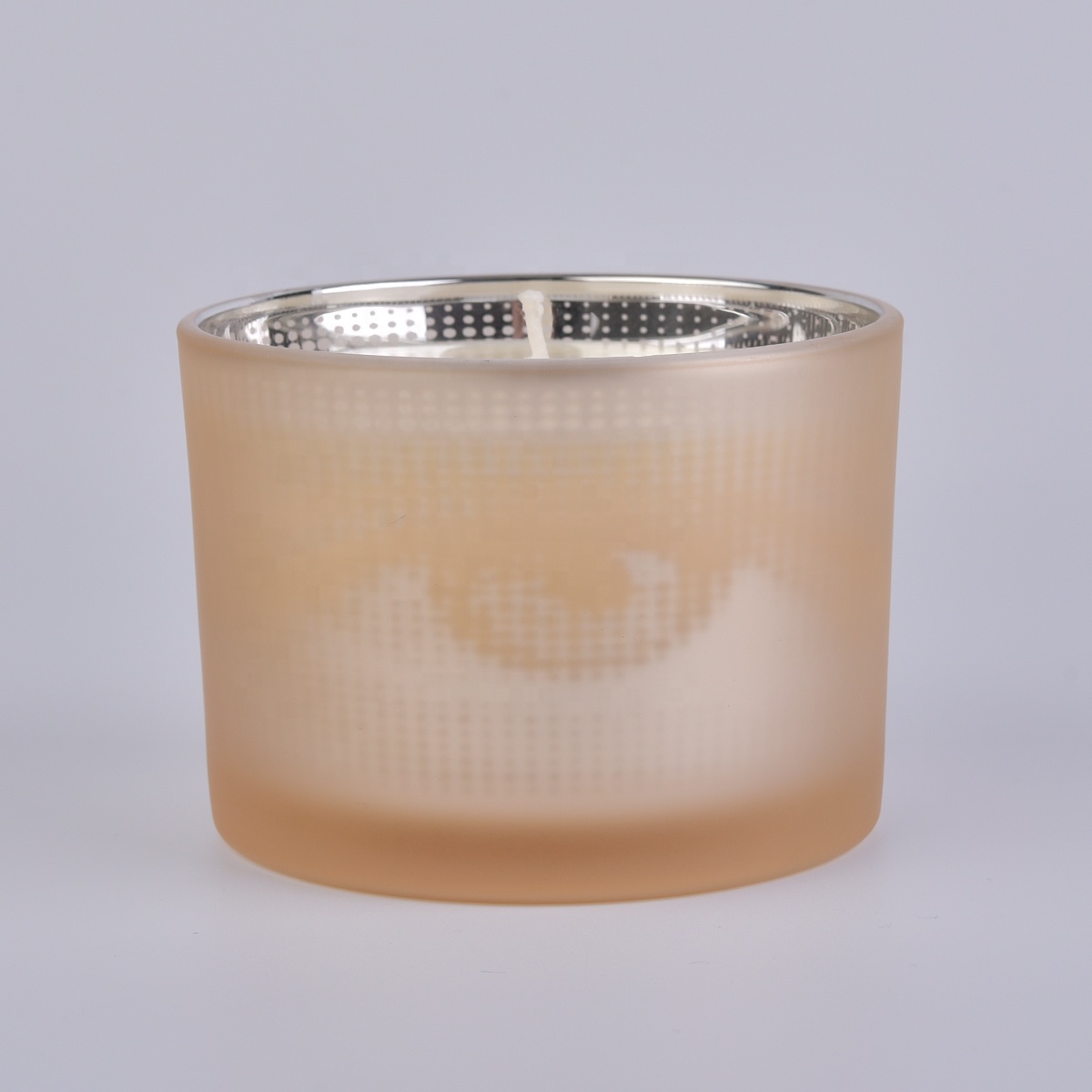 Sunny new design matte custom glass candle holder with wood lid