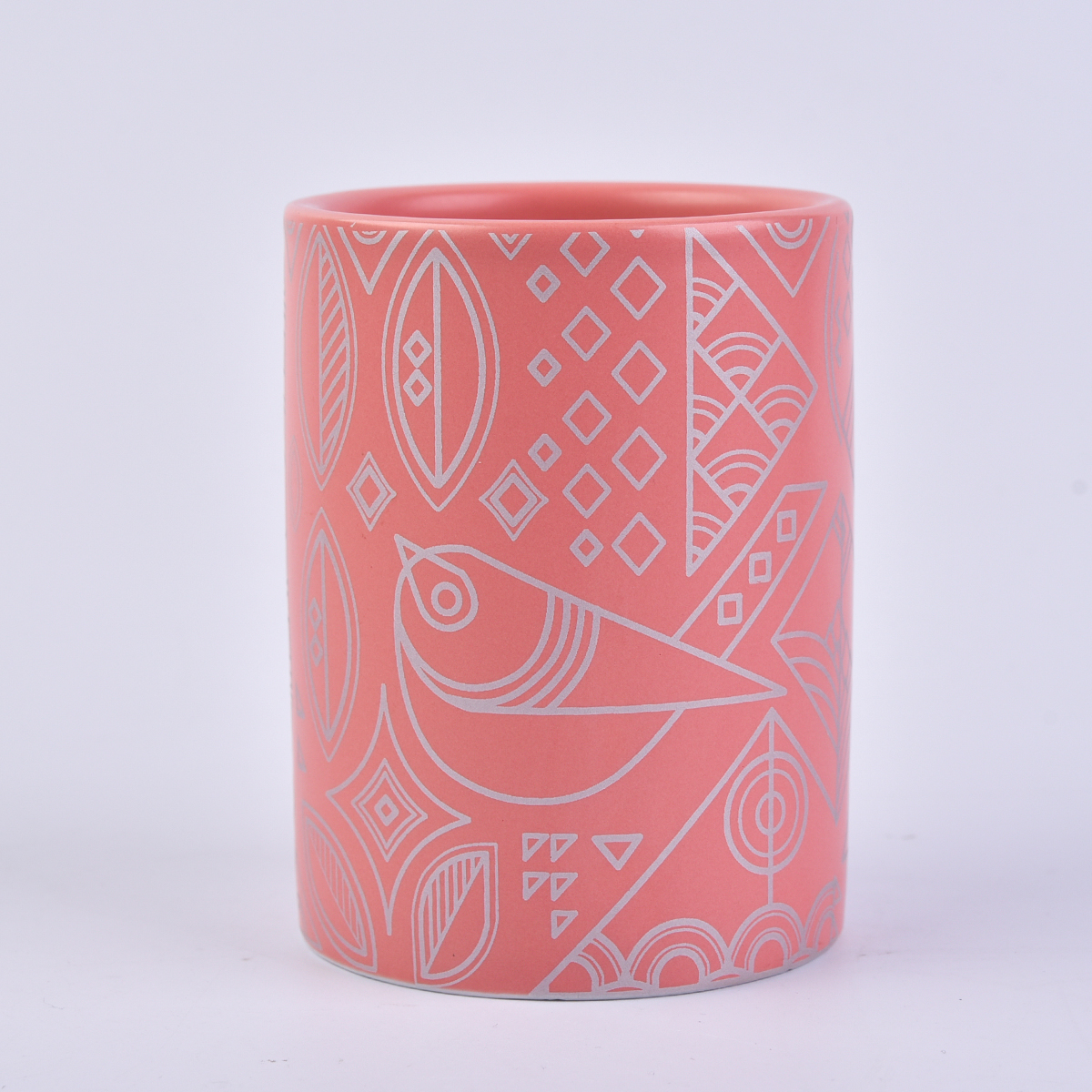 Matte pink ceramic candle jars