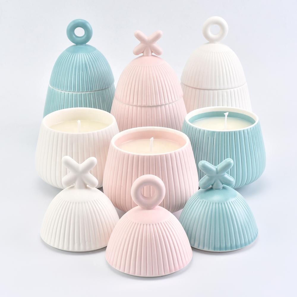 8oz 10oz Christmas luxury colored ceramic candle jar with ceramic lid