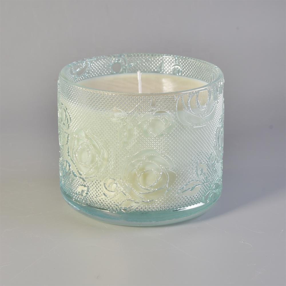 Custom luxury color engraved candle glass holder 10oz 16oz 20oz