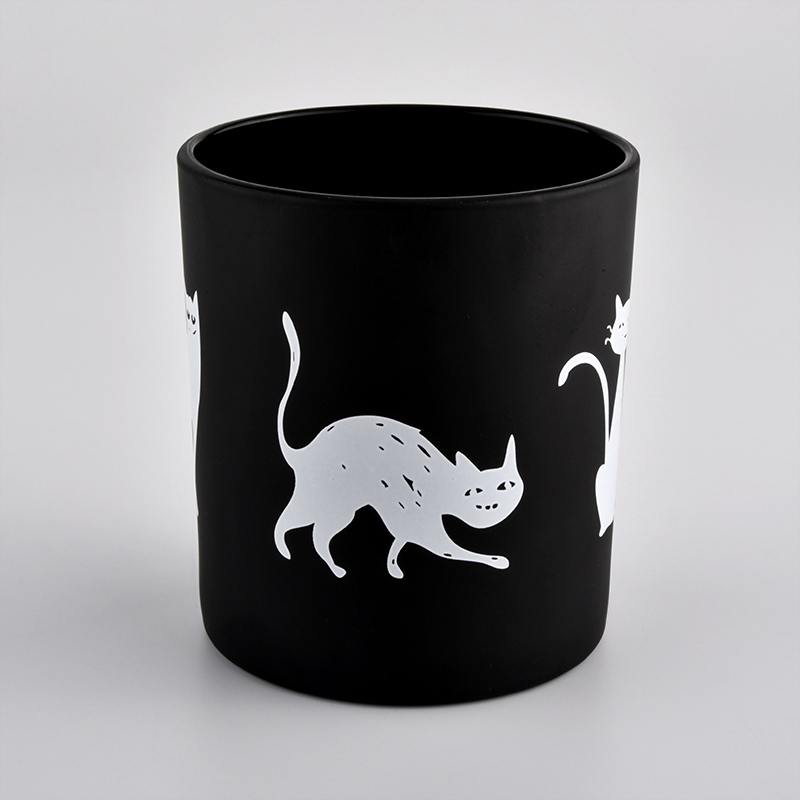 Matte Black Glass Candle Holder With Custom Logo