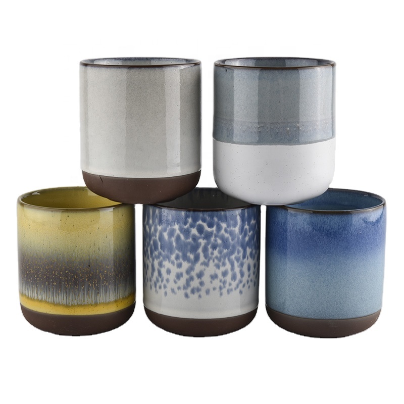 Fancy Round Bottom Glazing Ceramic Candle Jars 400ml