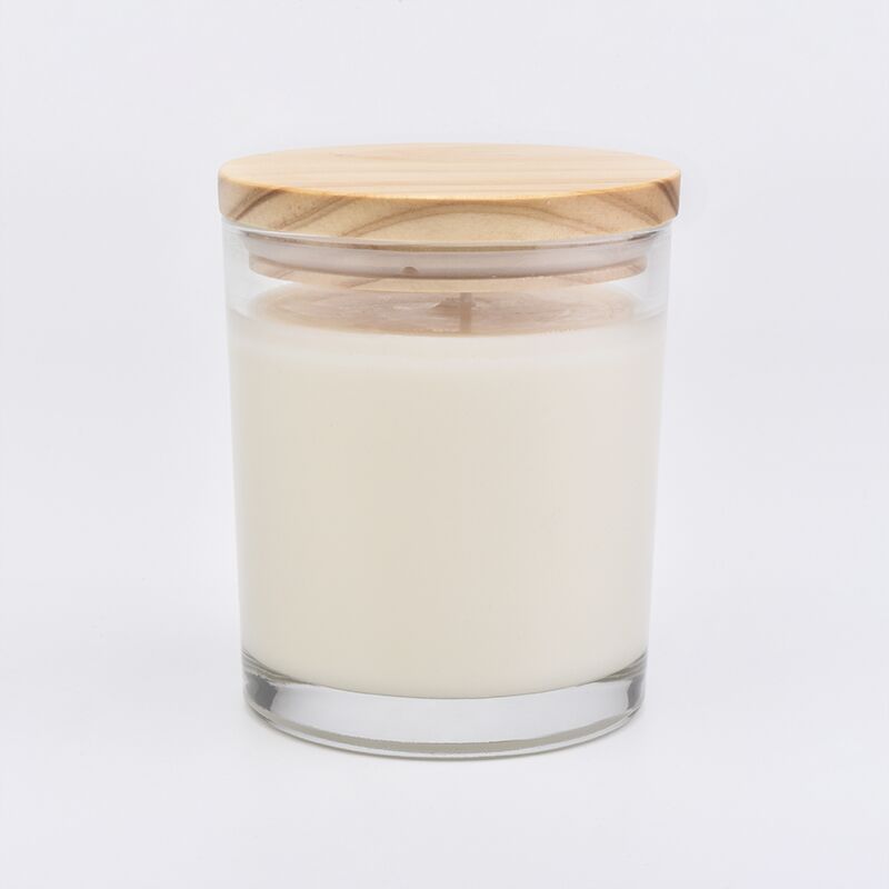100% Soy Wax Clear Glass Candle Jars With Wooden Lids