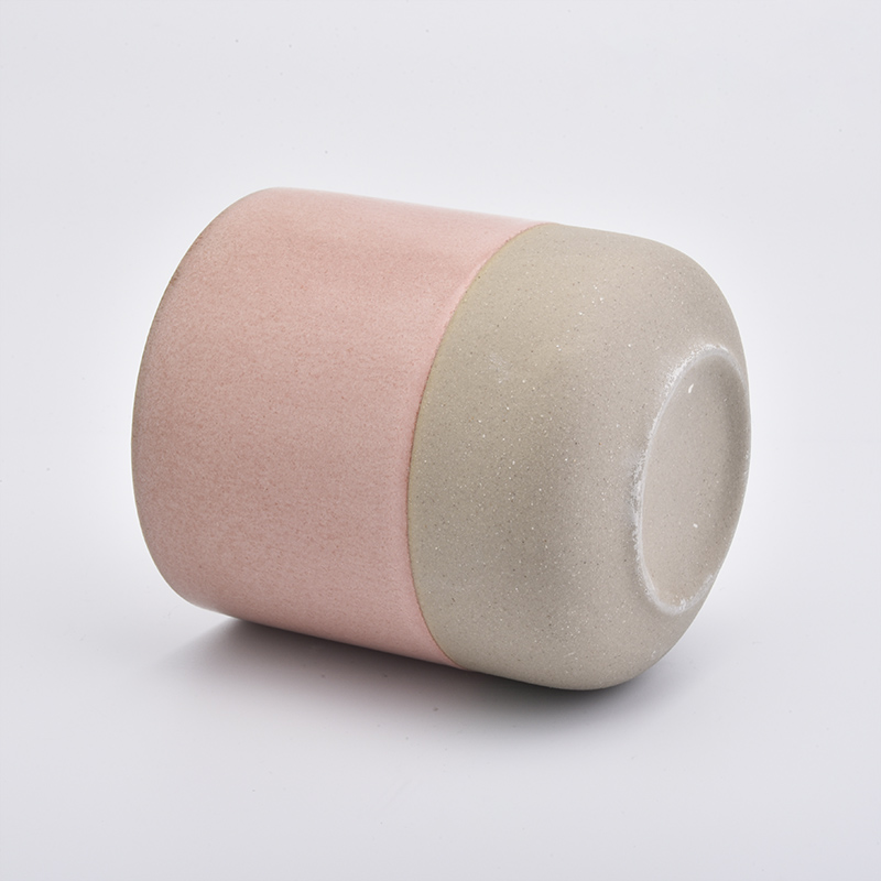 Pink Ceramic Candle Vessels With Natural Bottom