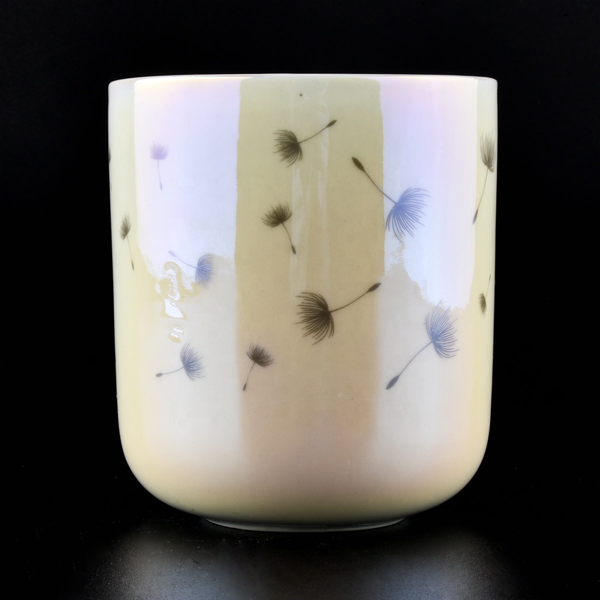 10oz Iridescent ceramic White Ceramic Candle jars wholesale