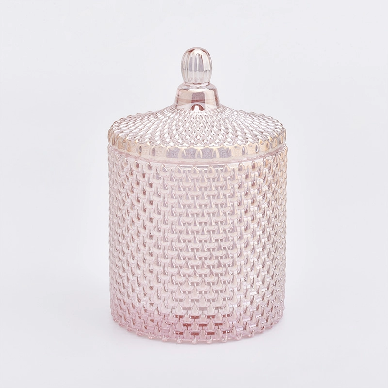Popular GEO Cut Glass Candle Jar With Lids Wholesale