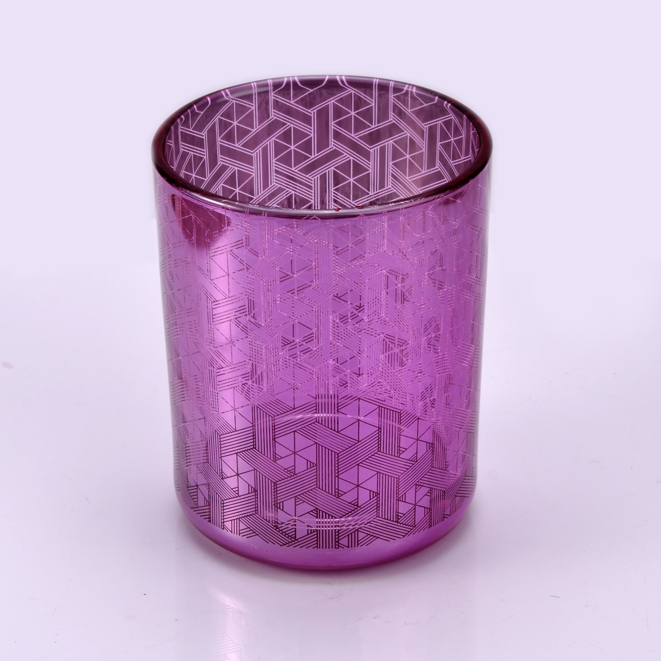 Luxury empty glass candle jar with laser engraved pattern for candle making