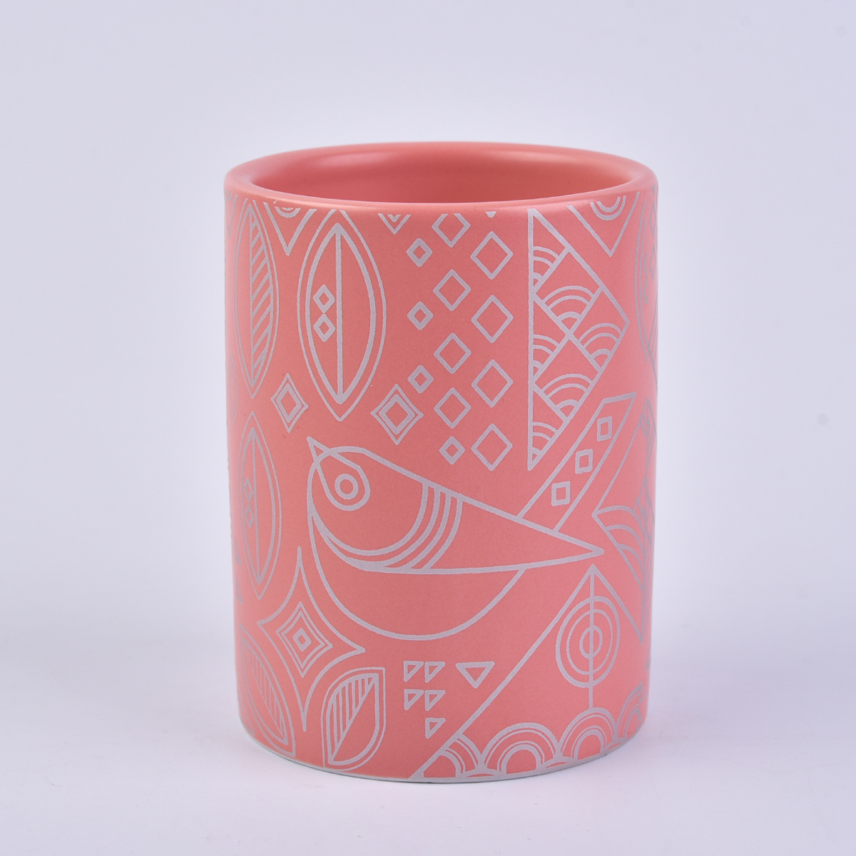 Matte pink ceramic candle jars