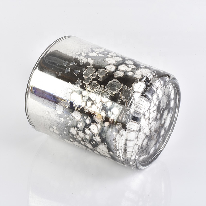 In bulk special laser engrave empty silver glass candle jar for candle making home decoration