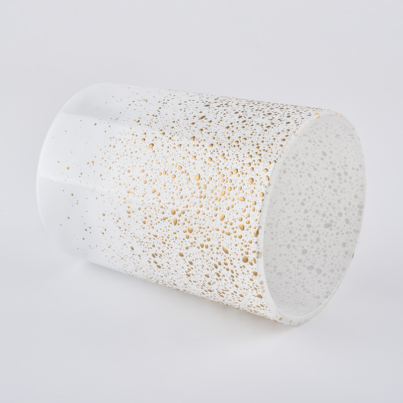 Luxury Gold Decoration White Glass Candle Jars