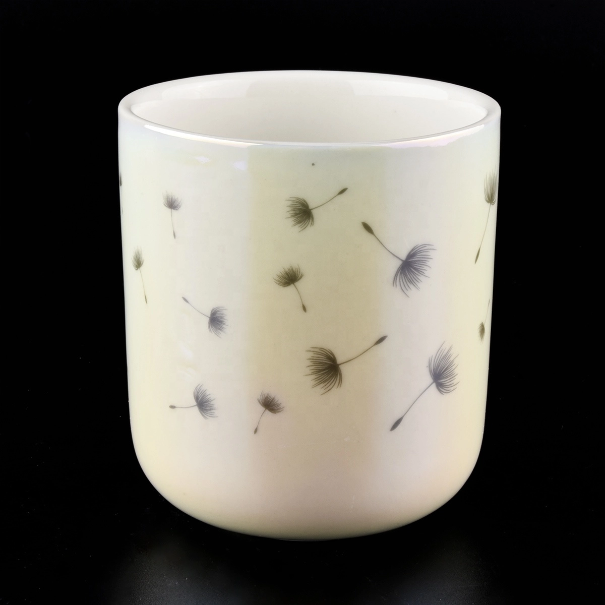 10oz Iridescent White Ceramic Candle jars