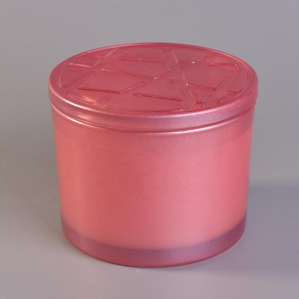10oz 20oz Wholesales luxury pink candle glass vessel with lid