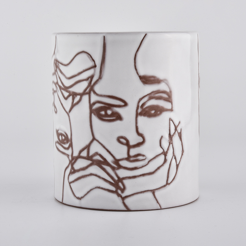 New Arrival Ceramic Candle Jars With Face Pattern