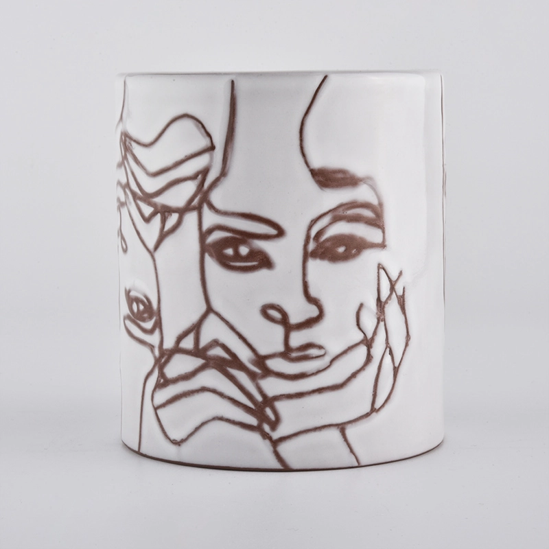 New Arrival Ceramic Candle Jars With Face Pattern