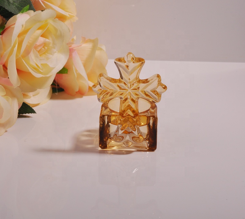 Customized luxury cross design golden candle glass vessel 10oz 20oz