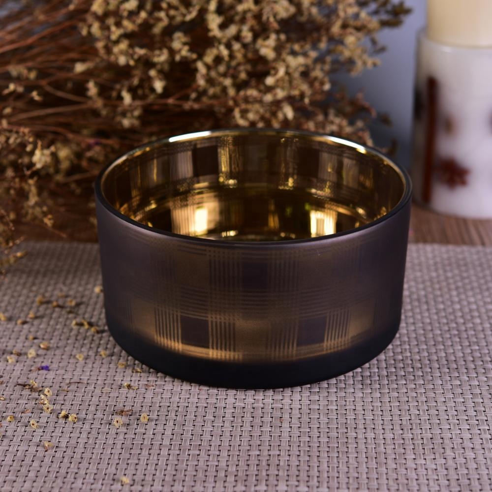 Large Home decoration electroplated glass candle holder containers