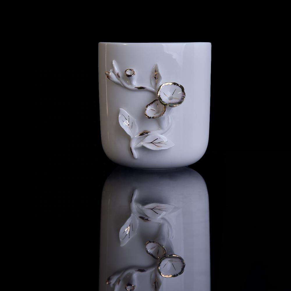 Wholesales glazed white candle holder ceramic home decor 10oz