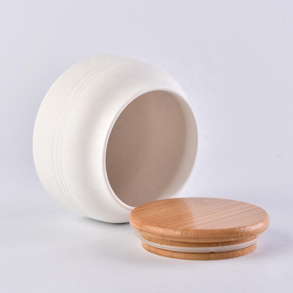 8oz matte white ceramic candle holder with lid